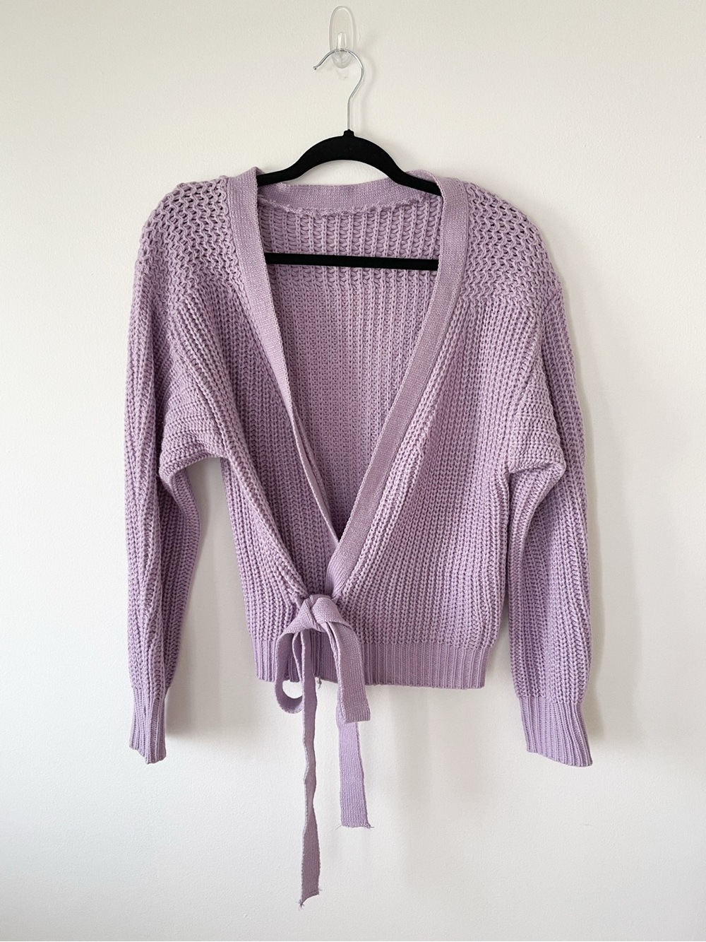 Chicwish Lavender Tie-Front Knit Cardigan Size Small/Medium